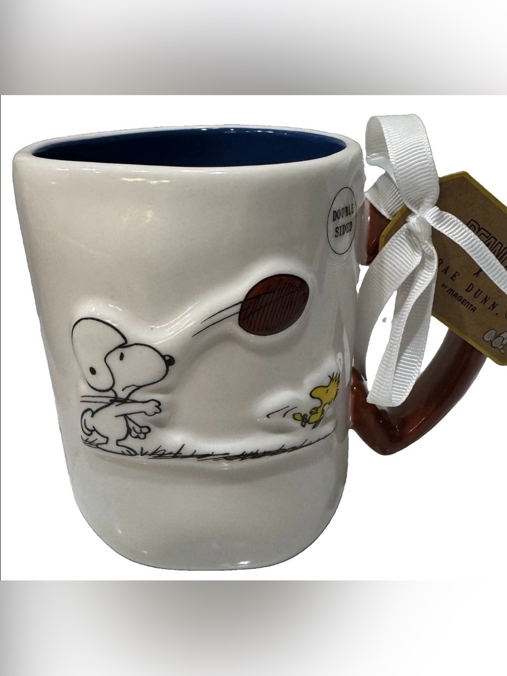 Rae Dunn Peanuts Coffee Mug “Hut Hut Hike” Snoopy& Woodstock playing  Football